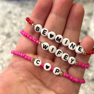Valentine Bracelets, Stackable Bracelets for Women, Kids, Seed Bead Bracelets, Stretchy, Party Favors, Teacher Gift