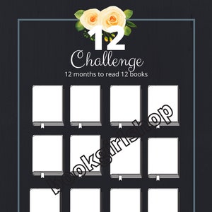 12 Month Book Challenge/Book Challenge/bookish/book/book nerd/book gift/reading gift/reading challenge/reading/digital book/printable book