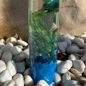 Shift knob with blue & green flowers