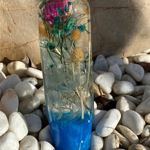 Shift knob with blue, green, yellow & pink flowers