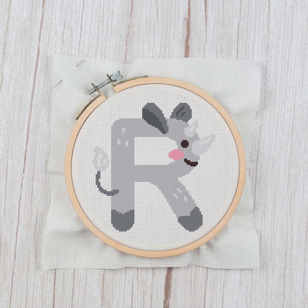 R is for Rhino - Cross Stitch Pattern Instant Download, Baby Shower ...