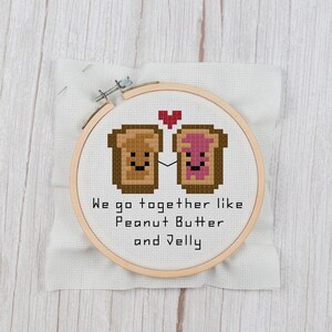 PB and Jelly Mini - Counted Cross Stitch Pattern Instant Download, DIY Gift for Valentine, Anniversary, Food Cross Stitch, Ornament