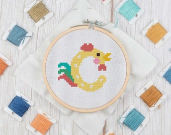MINI C de Pollo - Patrón de punto de cruz descargable al instante, mini patrón de punto de cruz para principiantes, adorno, punto de cruz de animales de granja