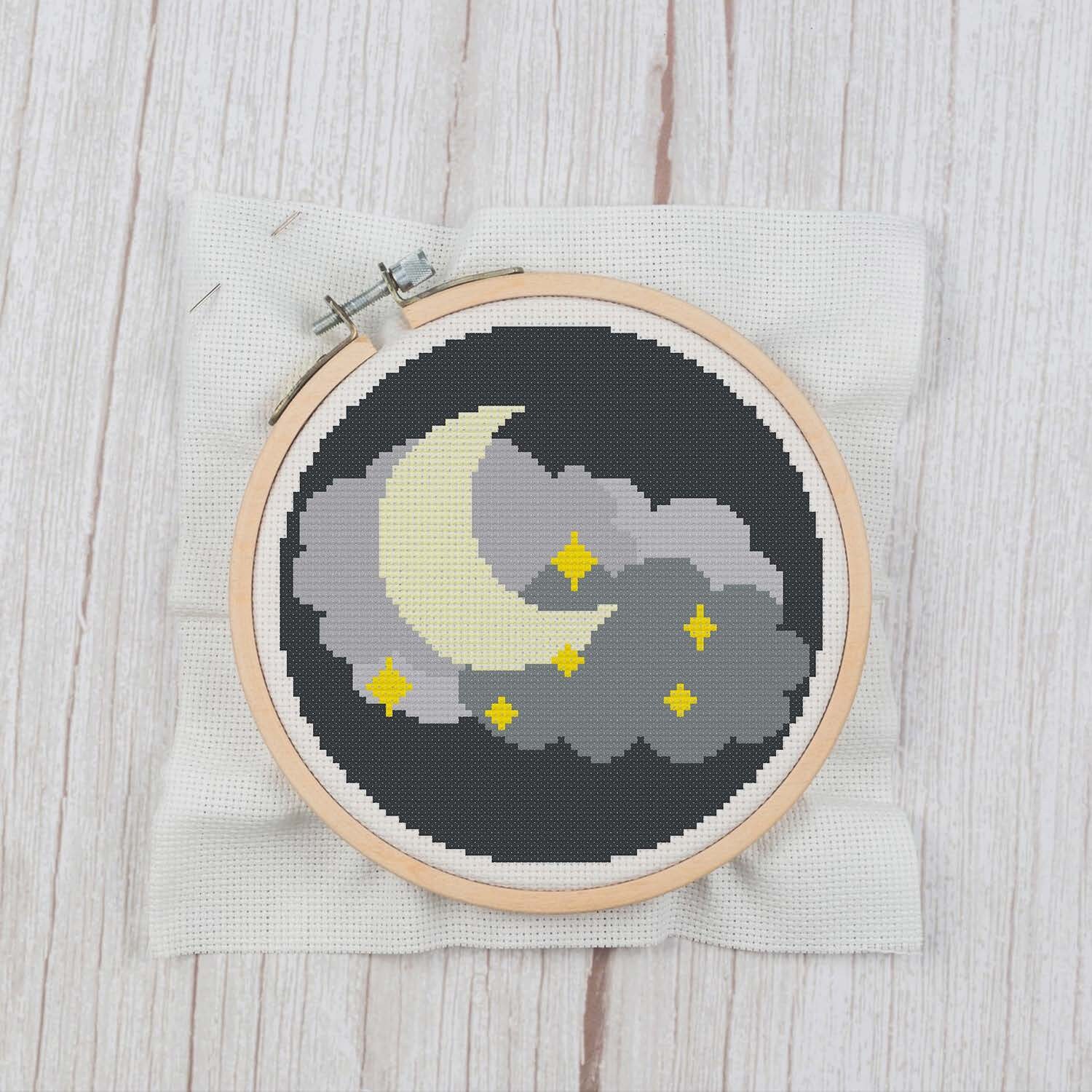 Night Sky - Cross Stitch Pattern Instant Download, Nature Cross Stitch, Nursery Decor, DIY Home Decor