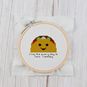 Taco Tuesday Mini - Counted Cross Stitch Pattern Instant Download, DIY Taco Lover Gift Cross Stitch, Ornament, Beginner Cross Stitch