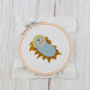 Baby Jesus - Cross Stitch Pattern Instant Download, DIY Christmas Gift, Nativity Cross Stitch, Holy Child, Manger Scene