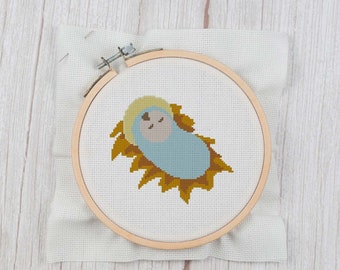 Gesù Bambino - Schema punto croce Download istantaneo, Regalo di Natale fai da te, Punto croce Natività, Santo Bambino, Scena della mangiatoia