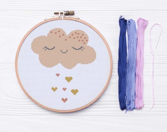 Sleeping Cloud - Cross Stitch Pattern Instant Download, Baby Shower Gift, Nursery Decor, Kids Cross Stitch Pattern