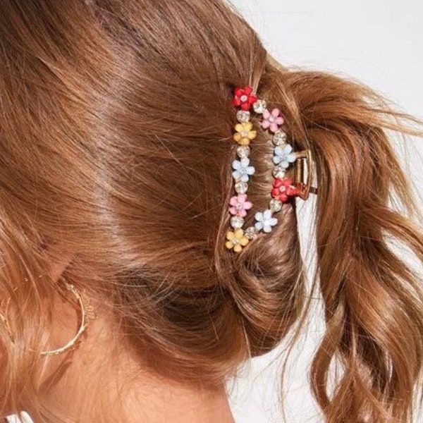 Blumen Haarklammer - bunter Haarschmuck - dünnes und dickes Haar - Metall Haarspange