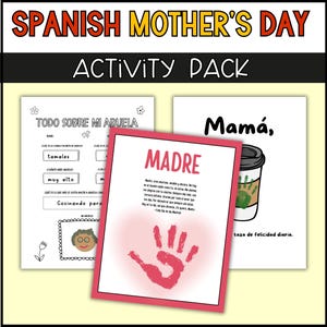 Spanish Mother’s Day Handprint Craft | All About Mom | Handprint Template | Regalo Para Mama | Día De La Madre | Gift for Mom
