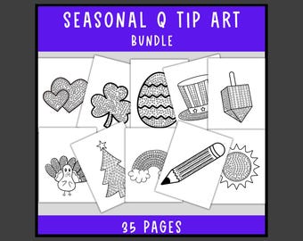 Seasonal Q-Tip Art Bundle: Fine Motor Skills Activity (Digital Download)