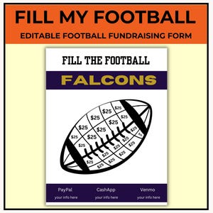 Editable Football Fundraiser Template | Football Fundraising | Touchdown Fundraiser |  Football Team Fundraiser | Sports Fundraising