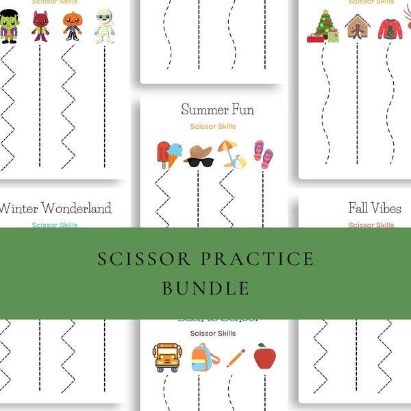 Printable Scissor Skill Worksheets for Kids | Cutting sheets | Scissor practice | Homeschool | Fine Motor Skills | Preschool Learning  | OT