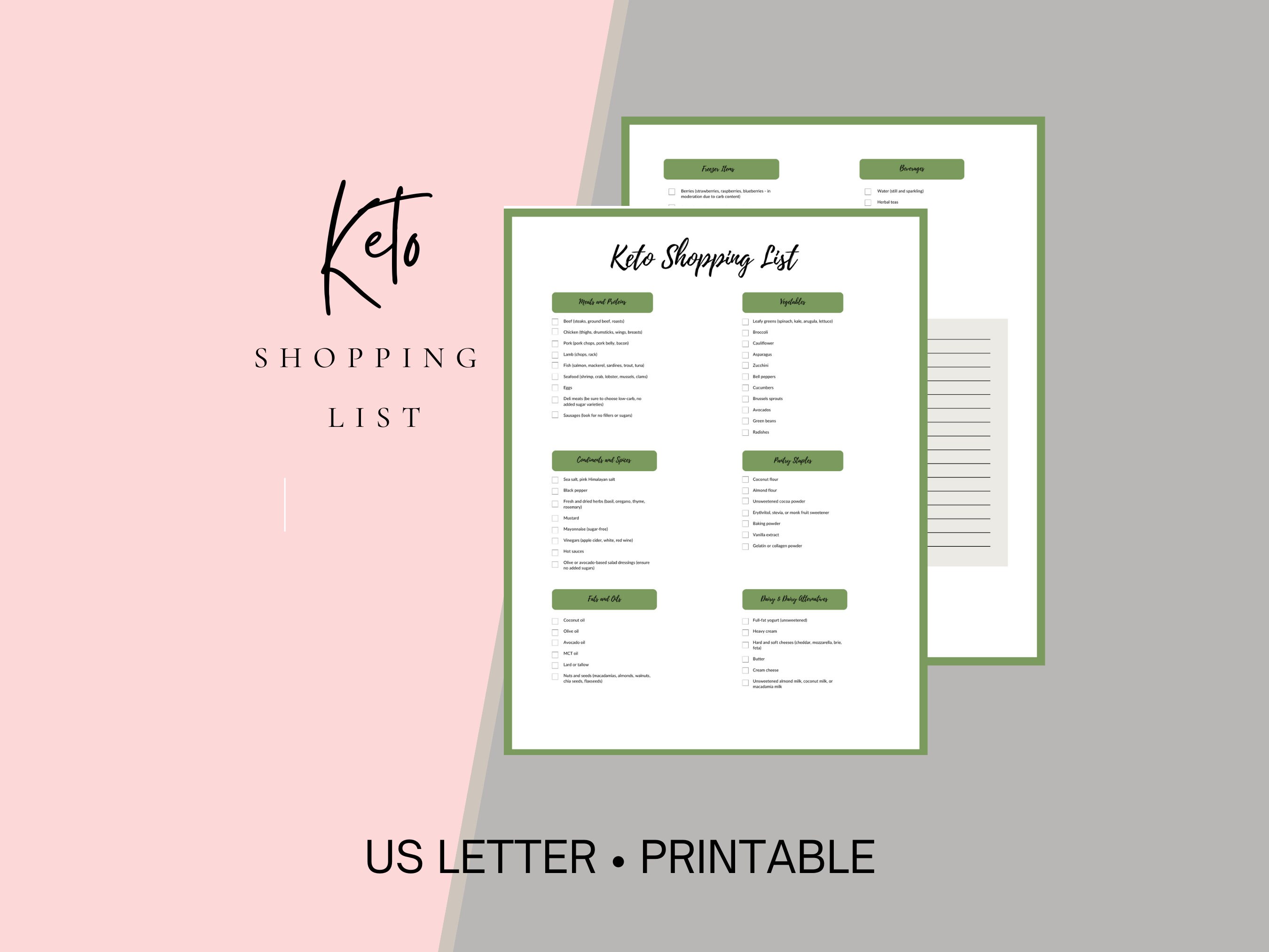 Keto Food List Printable Keto Grocery List Keto Food List for Beginners Low Carb Food List Keto ...