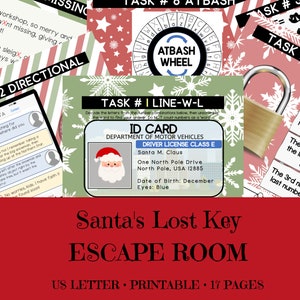 Christmas Party Games | Instant Download | Family Holiday Fun | Printable Escape Room Kit | Escape Room For Kids | Printable Party Games