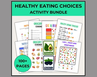 Healthy Eating Activity Bundle: Nutrition Lessons, Food Charts (Digital Download)