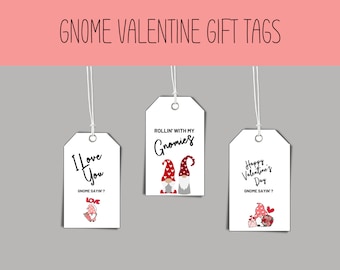 Printable Gnome Valentine's Day Gift Tags (Instant Download)