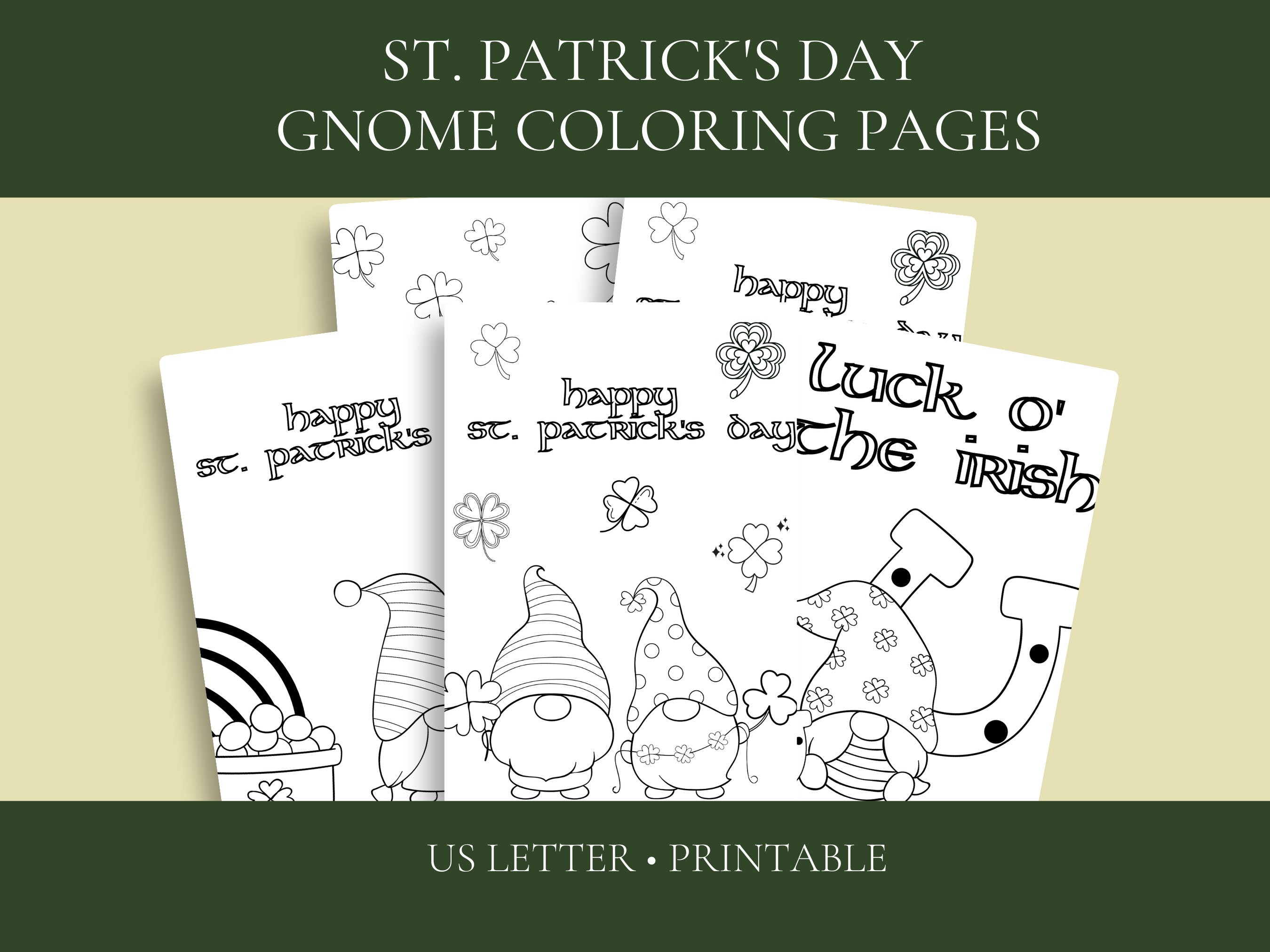 Printable St. Patrick's Day Gnome Coloring Pages | St. Patty's Day Coloring Page | Instant ...
