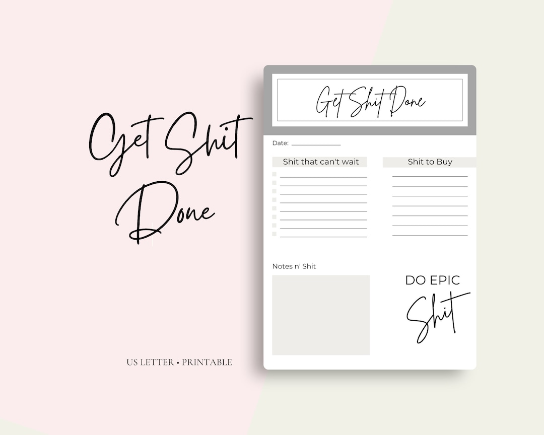 Printable Get Shit Done To-do List | Productivity Planner | Funny ...
