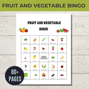 Printable Fruit and Vegetable Bingo Game | Food Bingo | Healthy Habits Bingo Game | Health Bingo | Game for Kids