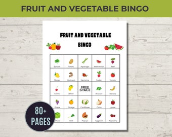 Jogo de Bingo de Frutas e Legumes para Imprimir: Hábitos Saudáveis para Crianças (Download Digital)