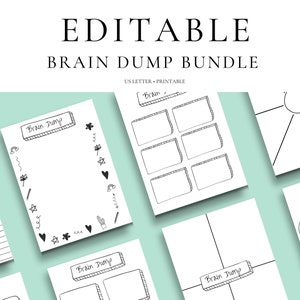 Brain Dump Printable Bundle: Thought Organizer (Fillable PDF)