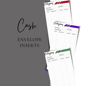 Inserti di sistema stampabili per buste di contanti per il budget / Tracker di buste di contanti da 10 pagine / Tracker di spesa / Riempimento di contanti / Tracker di budget