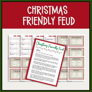 Christmas Friendly Feud Game | Christmas Party Game | Printable Christmas Game | Printable Game Adults Teens Family | Christmas Trivia Game