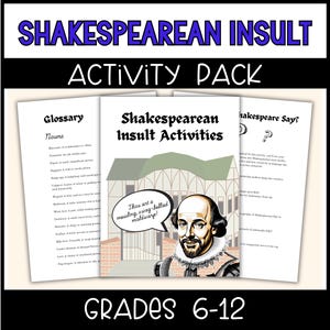 Shakespearean Insults Activity Pack | Middle School | High School | English Teacher Lesson Plan | Funny Shakespeare
