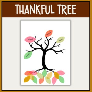 Thankful Tree Thanksgiving Craft | Thanksgiving Activity for Kids | Thanksgiving Decor | Family Activity | Thankful Printable