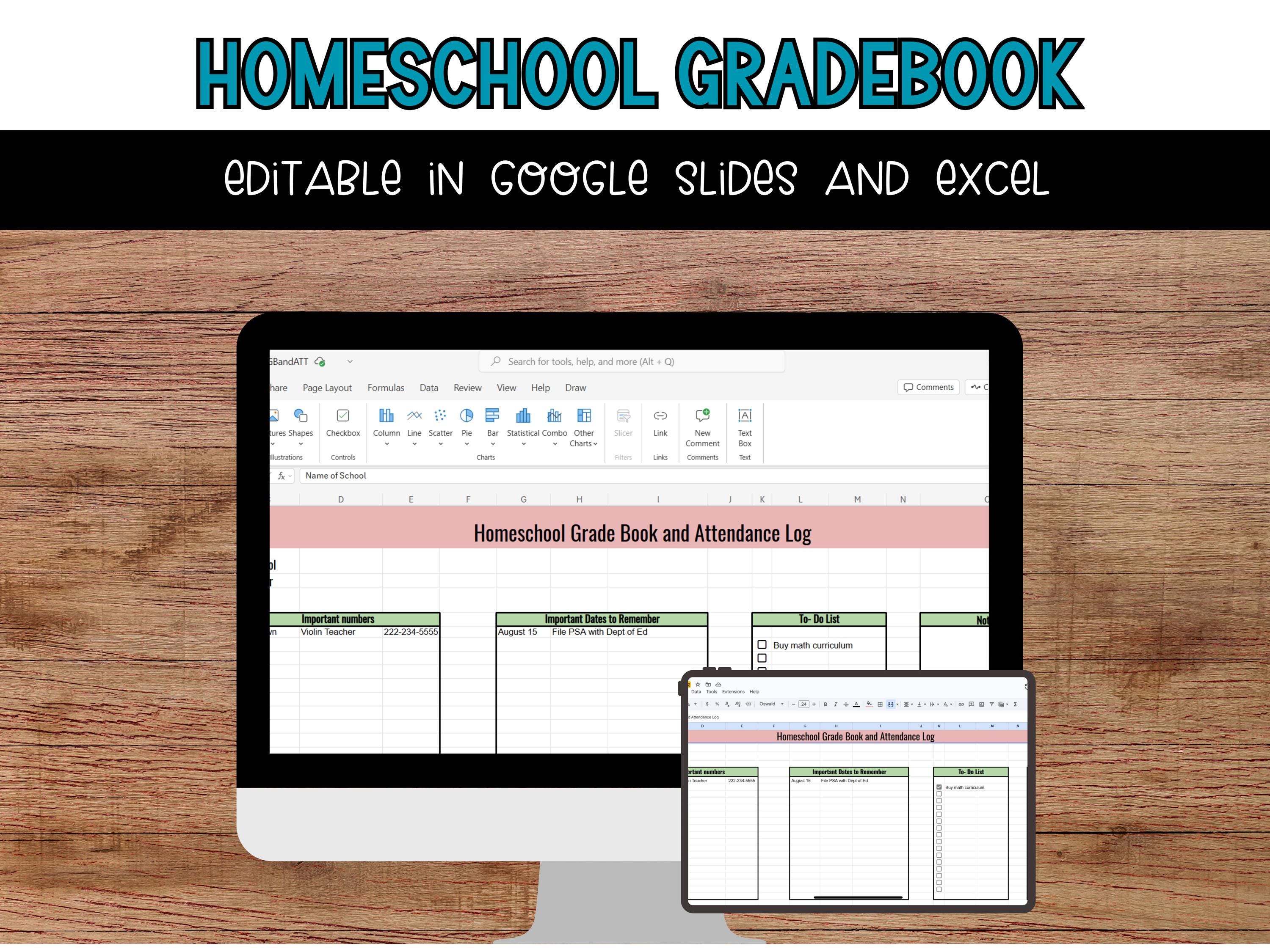Editable Homeschool Gradebook and Attendance Tracker for Google Sheets ...