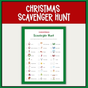 Printable Christmas Scavenger Hunt for Kids | Christmas Activity | Christmas Party Game | Indoor Treasure Hunt | Kids Christmas Game