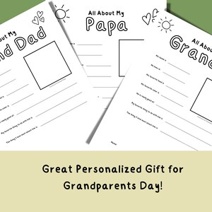 All About Grandpa Printable Questions Template |father's Day Gift ...