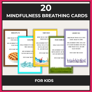 Set of 20 Mindfulness Breathing Cards for Kids | Mindful cards | Calming Corner| Calming Strategies | Mindfulness Scripts| Coping Skills