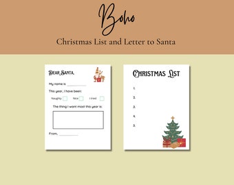 Printable Boho Christmas List and Letter to Santa | Boho Holiday | Boho Christmas Wish List