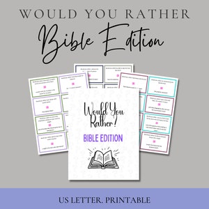 Printable &quot;Would You Rather&quot; Bible Edition | Bible This or That | Bible Party Games | Bible Games for Kids
