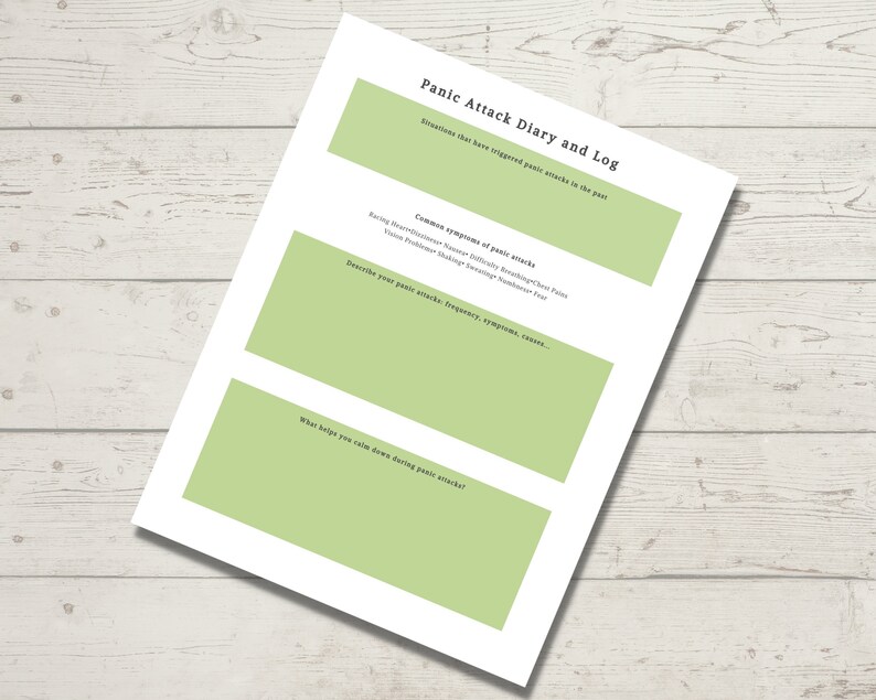 Printable Panic Attack Log and Diary Therapy Journal Panic - Etsy