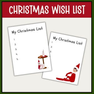 Weihnachtswunschliste | Wunschliste ausdrucken | Nikolaus Wunschliste | Urlaub Wunschliste | Weihnachtsgeschenkliste | Urlaub Geschenkliste