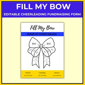 Fill My Bow Cheerleading Fundraiser | Fundraiser Form| Sponsor My Team | Cheer Team - Editable in Canva