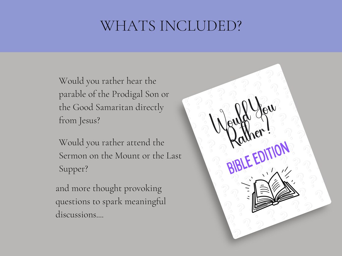 Printable would You Rather Bible Edition Bible This or That Bible Party