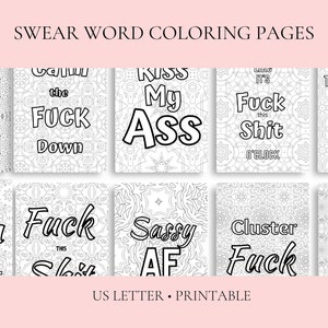 Páginas imprimibles de libro para colorear de palabrotas, páginas para colorear para adultos, colorear palabrotas, colorear para adultos