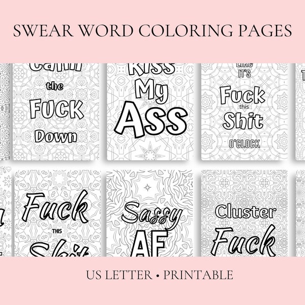 Printable Swear Word Coloring Book Pages | Adult Coloring Pages | Cuss Word Coloring | Coloring for Adults