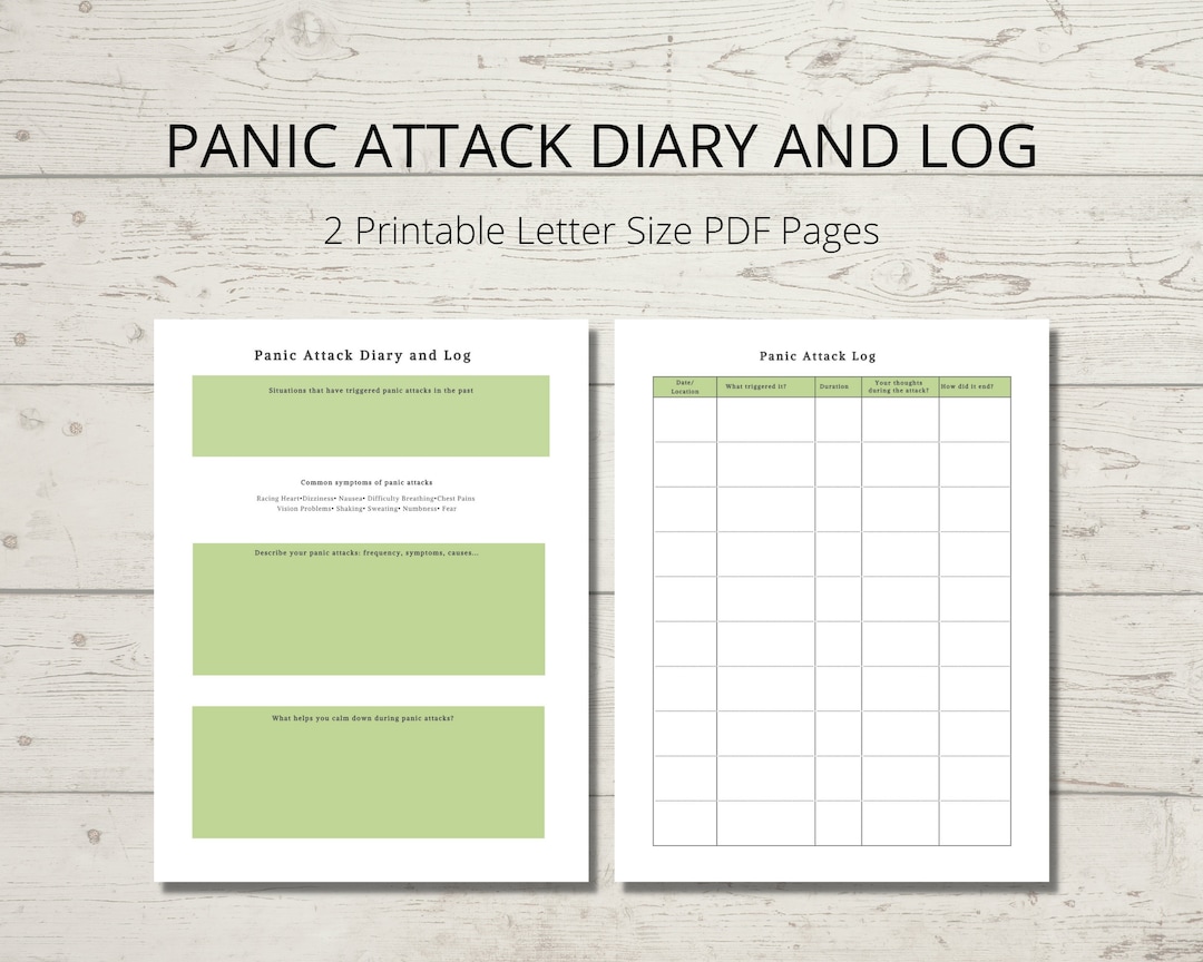 Printable Panic Attack Log and Diary Therapy Journal Panic - Etsy