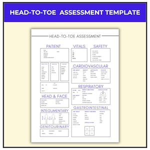 Nursing Head-To-Toe Assessment Template: Nurse Report Sheet (PDF Printable)