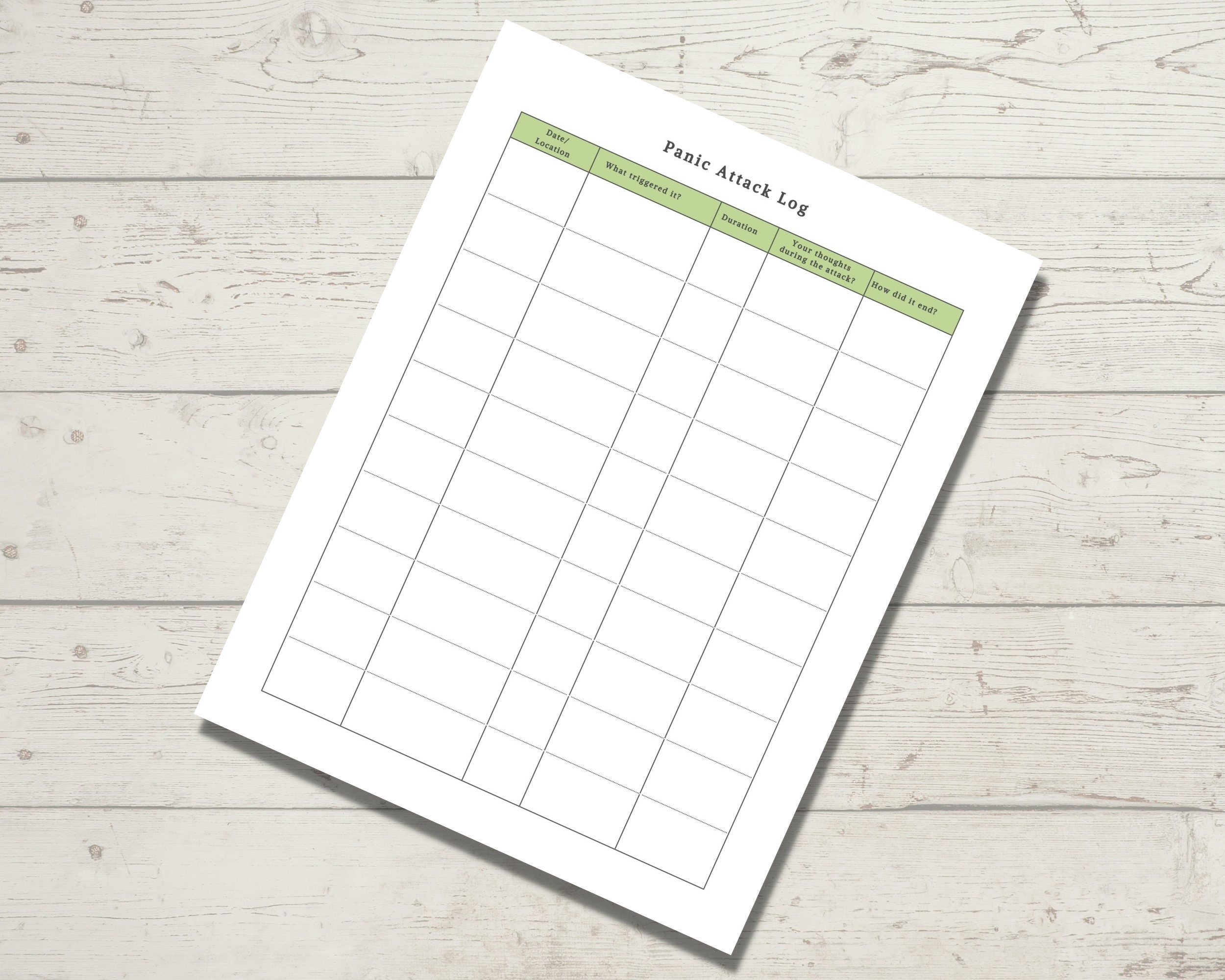 Printable Panic Attack Log and Diary Therapy Journal Panic - Etsy UK