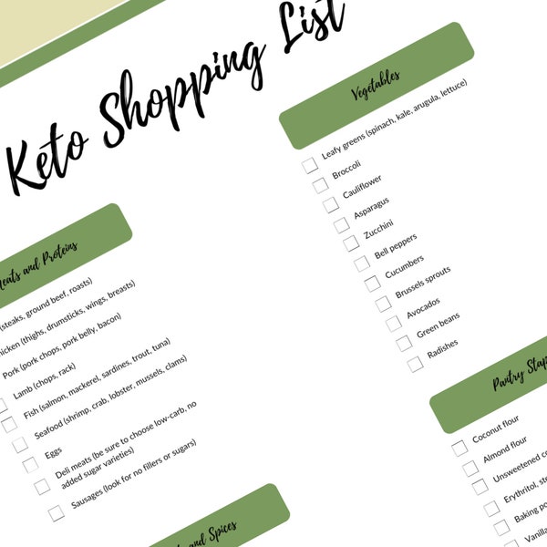 Keto Food List Printable | Keto Grocery List | Keto Food List for Beginners |  Low Carb Food List | Keto Meal Planner | Keto Snacks
