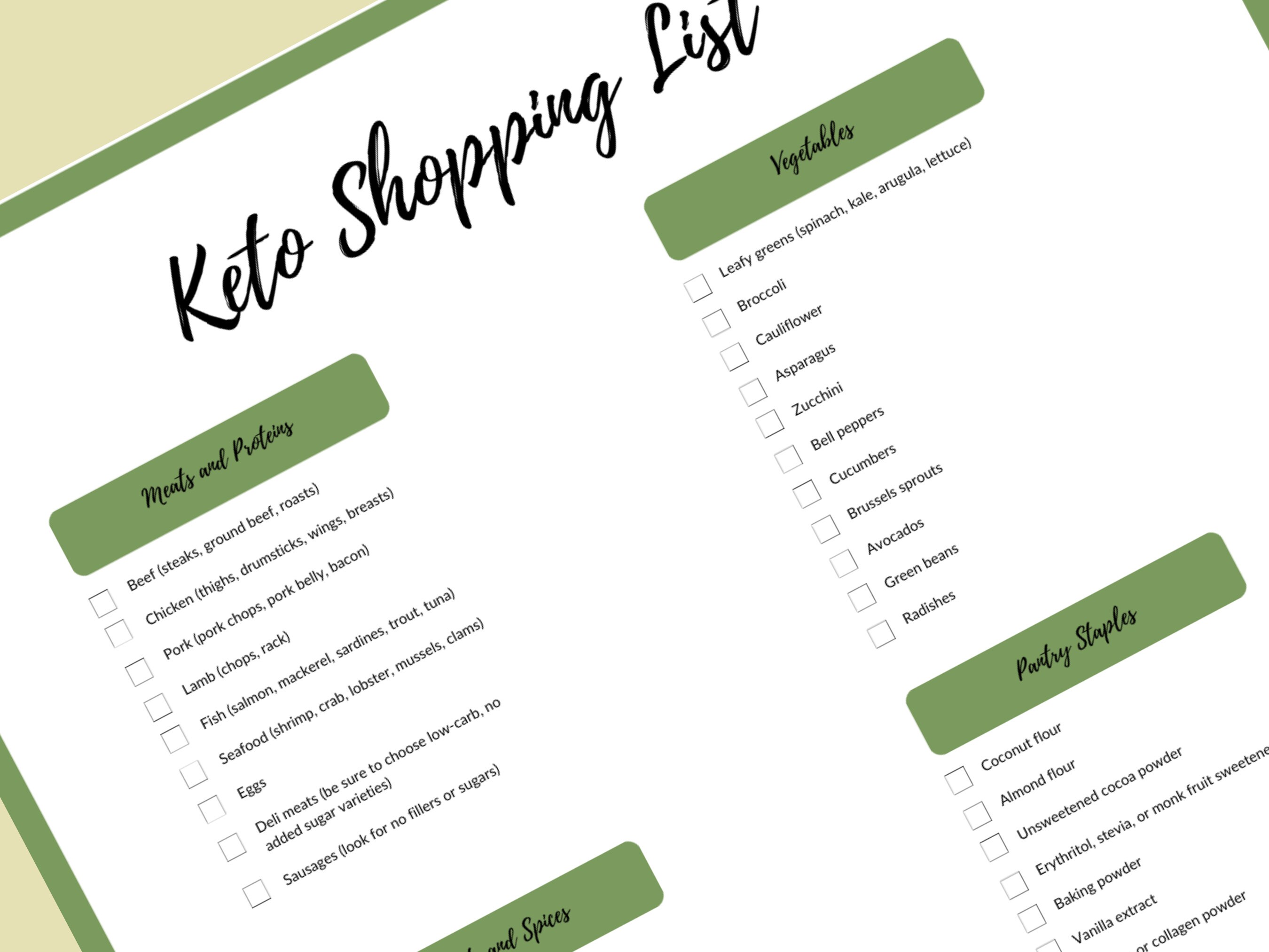 Keto Food List Printable Keto Grocery List Keto Food List for Beginners Low Carb Food List Keto ...