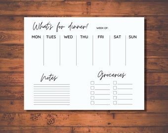 Printable Weekly Menu Planner | Instant Download | Minimalist Menu Planner