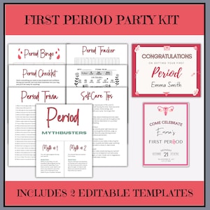 Erste Periode Kit | Periodenparty | Erste Periode Geschenk | Mädchen Erste Periode | Teenager Mädchen Geschenk | Teen Girl Party Spiele | Period Care Paket
