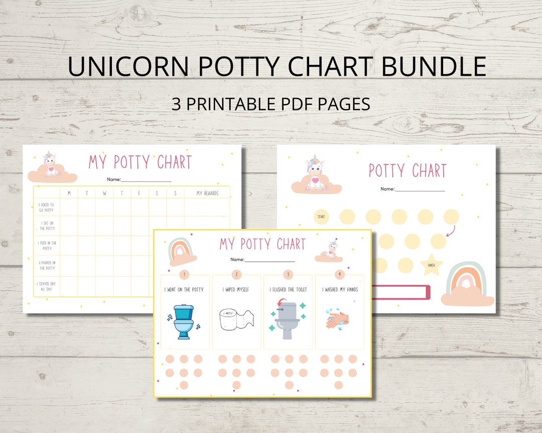Printable Unicorn Potty Chart Bundle Potty Training Toilet - Etsy Canada